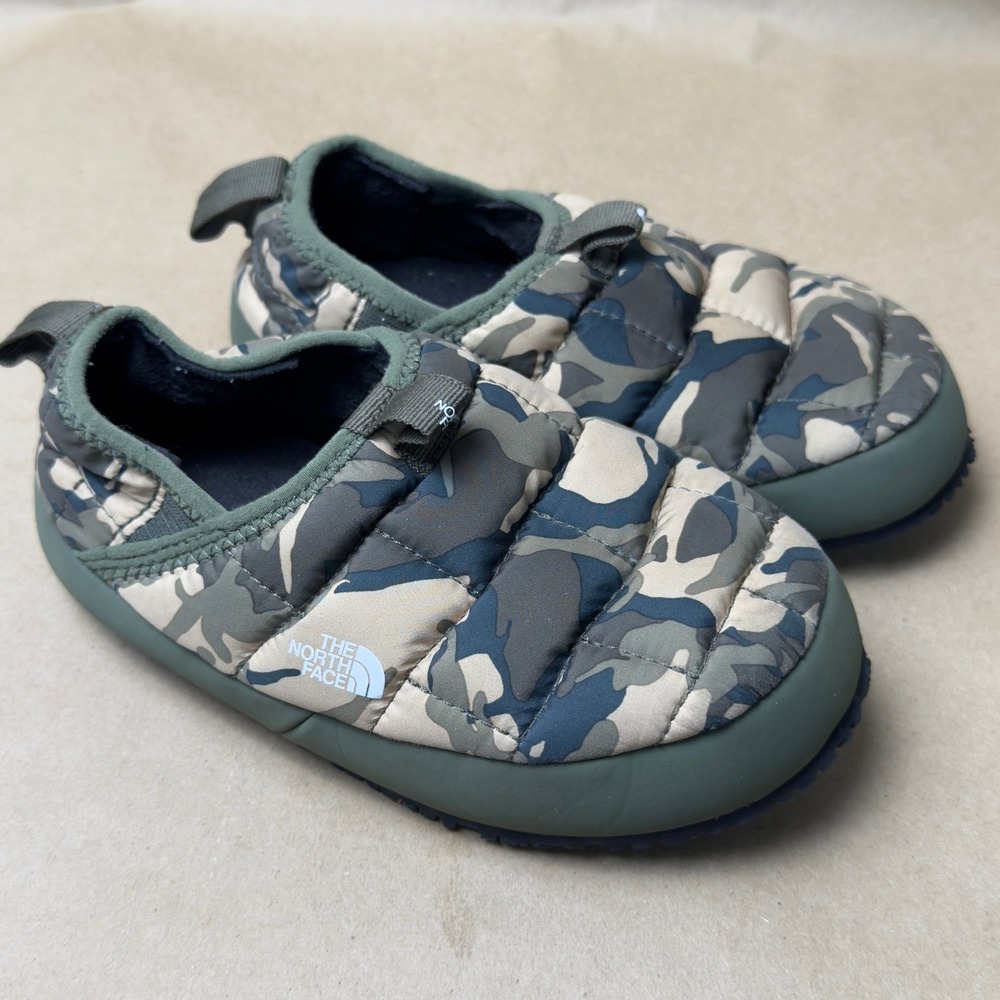 The North Face Kids ThermoBall Traction Mule II Camo Slippers Green Size 1Y
